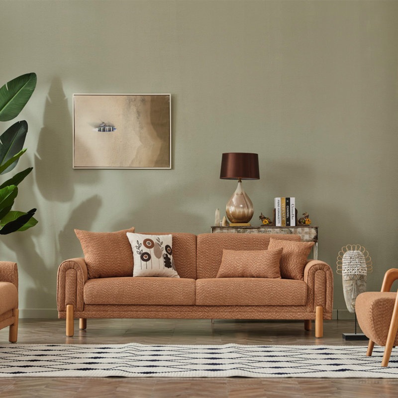 Svelsin 3 Piece Living Room Set Hokku Designs Upholstery Color Brick
